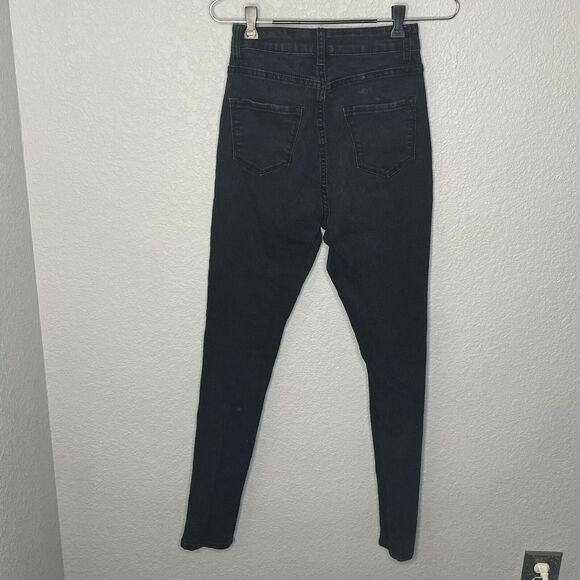 Fashion Nova Distressed Skinny High Waist Jeans Size 7/8 - Picture 3 of 5